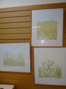 A trio of framed limited edition prints by HUNT of country fields Condition Report: please request