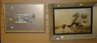 A framed watercolour of a fisherman on a boat, signed C HARRISON, 1878 together with a similar