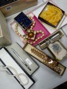 A box of costume jewellery including beads & other items Condition Report: please request via email.