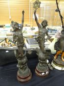 A pair of spelter Olympian figures Condition Report: please request via email. Condition reports not