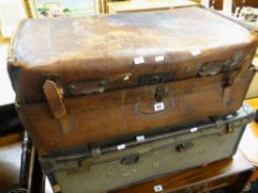 Two similar vintage trunks