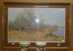 A signed & blind-stamped DAVID SHEPHERD African wildlife print entitled 'Greater Kudu' Condition