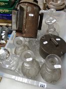 A parcel of antique glassware, decanters & vintage jelly mould ETC Condition Report: please