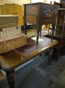 A vintage mahogany night-cabinet, an extending dining table & sundry items of small furniture