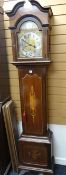 An Edwardian inlaid mahogany brass dial eight-day longcase clock with silvered chapter ring & Arabic