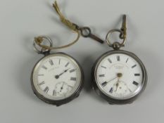 Two antique silver gents pocket watches Condition Report: please request via email. Condition