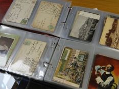 Two good albums of vintage postcards including Welsh topographical, thespian and comic