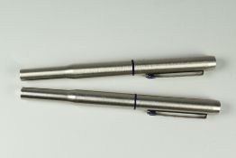 VINTAGE PRE 1980 STAINLESS STEEL PARKER 25 FOUNTAIN PEN together with a 1996 stainless steel