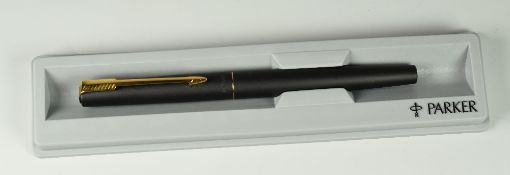 MODERN MATT BLACK PARKER JOTTER FOUNTAIN PEN with gold plated trim, boxed