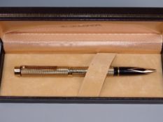 VINTAGE GOLD PLATED SHEAFFER TARGA FOUNTAIN PEN with diamond squares pattern (cross-hatch) & 23ct