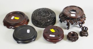 PARCEL OF FIVE HARDWOOD ORIENTAL STANDS