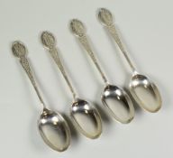 MATCHED SET OF FOUR SILVER TEA SPOONS, having National Rifle Association Emblem and individually