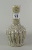 CHINESE CRACKLE GLAZE FLUTED BOTTLE OR MALLET SHAPED VASE unmarked, 15cms high Condition Report: