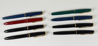THREE VINTAGE PARKER SLIMFOLD LADY FOUNTAIN PENS one red, two black, four vintage Parker 17 Lady;