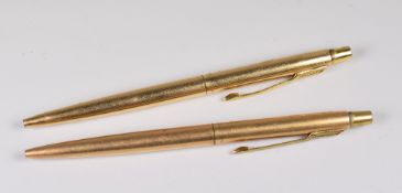 TWO VINTAGE ROLLED GOLD PARKER INTERNATIONAL CLASSIC BALLPOINT PENS