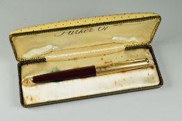 VINTAGE RED RAGE PARKER 61 FOUNTAIN PEN with Insignia rolled gold cap, double jewel & gold plated