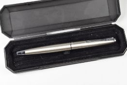 VINTAGE STAINLESS STEEL PARKER 45 FLIGHTER FOUNTAIN PEN with silver tail cap, steel nib & chrome