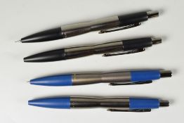 MODERN BLACK PARKER DIMONITE BALLPOINT & PENCIL SET together with a Prussian Blue ballpoint & pencil