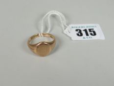 9CT YELLOW GOLD SIGNET RING with engraved initials. 8.2 grams approx. Condition Report: Surface
