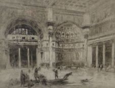 WILLIAM WALCOT etching - architectural study with figures, titled to mount 'The Frigidarium', signed
