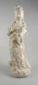 CHINESE BLANC DE CHINE PORCELAIN FIGURE OF POSSIBLY GUANYIN IN FLOWING ROBES unmarked, 16.5cms