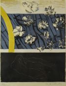 CERI RICHARDS limited edition (23/30) coloured lithograph - with swans & flowers entitled verso on