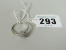 9CT WHITE GOLD DIAMOND CHIP FLOWER HEAD RING, 1.7grams, in box. Condition Report: Good overall