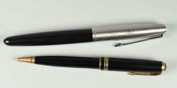 VINTAGE BLACK PARKER 21 FOUNTAIN PEN & BLACK PARKER DUOFOLD MECHANICAL PENCIL