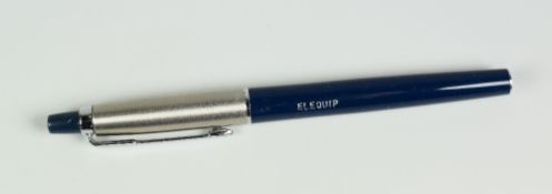 VINTAGE DARK BLUE PARKER JOTTER FIBRE TIP PEN with brushed stainless steel cap & chrome plated trim,