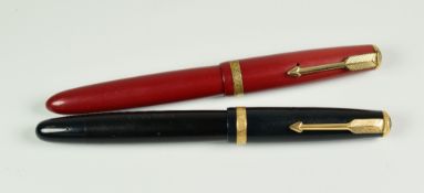 TWO VINTAGE PARKER DUOFOLD STANDARD FOUNTAIN PENS with original 14ct gold nibs