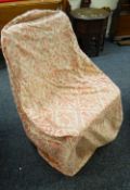 A RARE COTTON CHAIR COVER FROM QUEEN VICTORIA AT WINDSOR CASTLE patterned in red with three