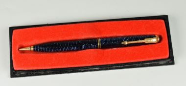 VINTAGE LAMINATED AZURE BLUE PARKER VACUMATIC JUNIOR MECHANICAL PENCIL with gold plated trim, boxed