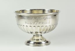 GEORGE V SILVER PEDESTAL BOWL, of half fluted form raised on circular base. Engraved 