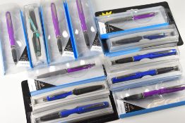 COLLECTION OF MODERN PARKER REFLEX PENS including seven fountain pens (three blue, four purple),