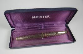 VINTAGE GOLD FILLED SHEAFFER IMPERIAL SOVEREIGN FOUNTAIN PEN with diamond pattern & gold plated