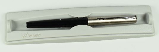 MODERN BLACK PARKER JOTTER DEMONSTRATOR FOUNTAIN PEN with clear section & in original box