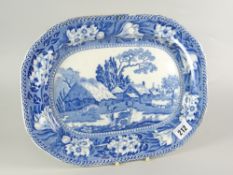 A JOHN ROGERS BLUE & WHITE 'FALLOW DEER' TRANSFER PLATTER impressed 