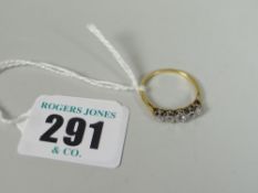 18CT YELLOW GOLD FIVE STONE GRADUATED DIAMOND RING, 0.3 cts approximately (visual estimate), 1.8