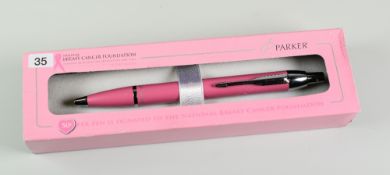 MODERN PINK RIBBON PARKER IM BALLPOINT PEN with chrome trim, in original 'National Breast Cancer