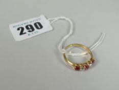 18CT YELLOW GOLD FIVE STONE RUBY AND DIAMOND RING, 2.6 grams approximately. Condition Report: Both