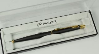 VINTAGE MATT BLACK PARKER CLASSIC BALLPOINT PEN in original box