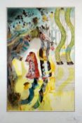 SALVADOR DALI coloured lithograph - entitled verso 'Yellow Spiral', signed XCII4/C, 62 x 40cms