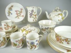 A QUANTITY OF ROYAL WORCESTER TEAWARE decorated with wildflowers in gilding and enamels