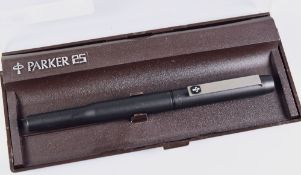 VINTAGE (1978-80) MATT BLACK PARKER 25 FOUNTAIN PEN in original box with guarantee
