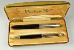 VINTAGE INDIAN BLACK PARKER 51 FOUNTAIN PEN with Vacumatic filling system, Lustraloy cap & chrome