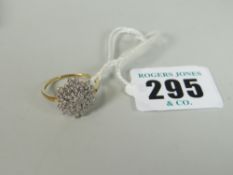 9CT YELLOW GOLD DIAMOND CHIP FLOWER HEAD RING, 2.5 grams, in box. Condition Report: Appears in