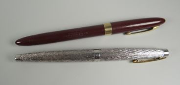 VINTAGE RHODIUM FLASHED LADY SHEAFFER 925 SEASPRAY FOUNTAIN PEN barley corn finish, gold plated