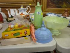 A collection of early plastic utensils, a vintage Sindy-type doll & a group of Christmas
