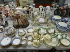 An Aynsley blue banded part-teaset, a Victorian green banded part-teaset etc