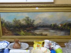 W COLLINS oil on board - cottage among trees beside a lake